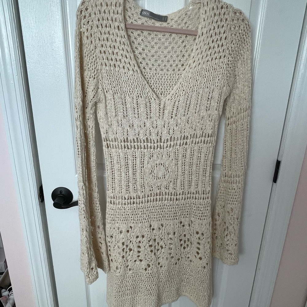 ASOS Crochet Dress with slip and bell sleeve